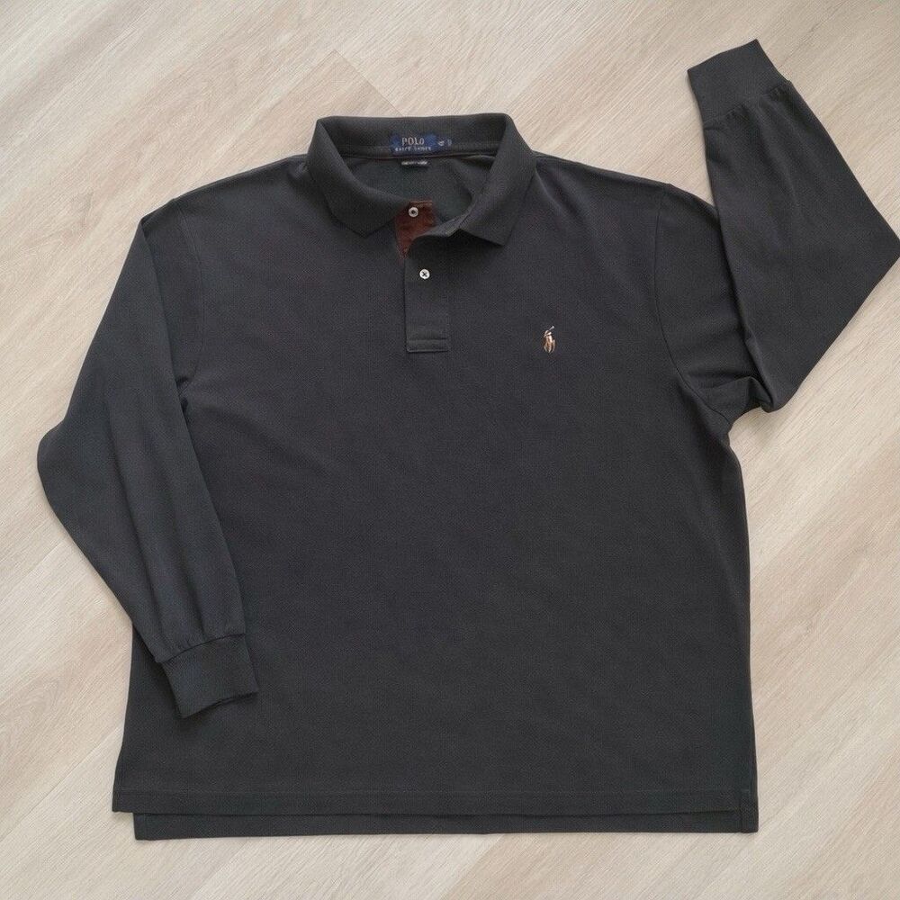 Polo Ralph Lauren Soft Touch Shirt Long Sleeve Dark Gray Men 2XB 100% Cotton